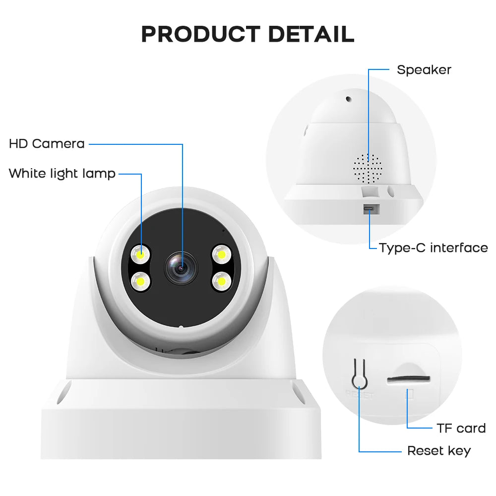 Tuya Smart  Security Camera 3MP HD Indoor Infrared Night Vision IP Cam Person/Vehicle Detection Home Dome Surveillance Camera