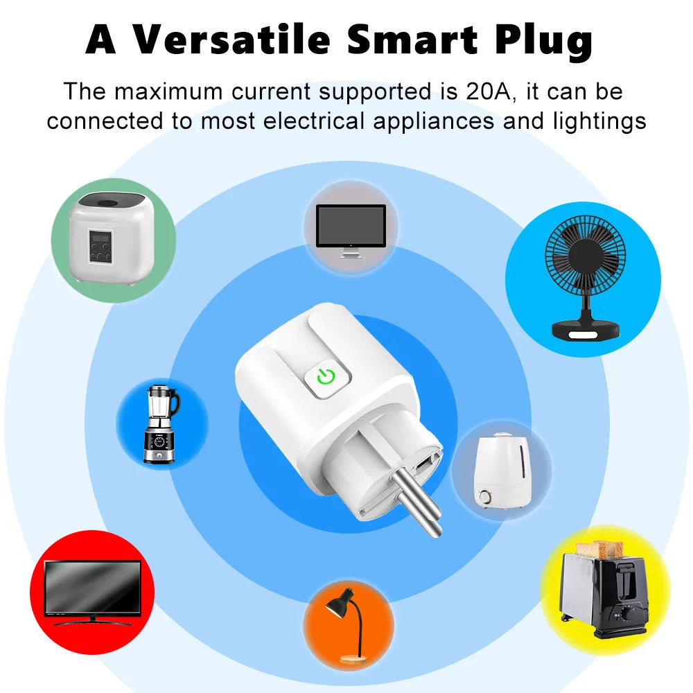 Matter WiFi Smart 16A/20A Plug EU Smart Socket Power Outlet Home Appliance for HomeKit SmartThings Works with Siri Alexa