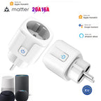 Matter WiFi Smart 16A/20A Plug EU Smart Socket Power Outlet Home Appliance for HomeKit SmartThings Works with Siri Alexa