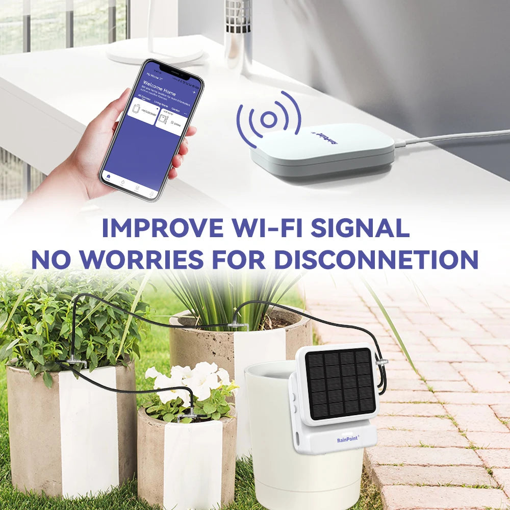 Wifi Solar Watering Kits Smart Home Automatic Irrigation Pump Timer App Control Flexible Micro Drip Garden Irrigation System