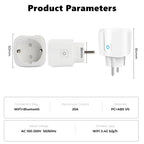 Matter WiFi Smart 16A/20A Plug EU Smart Socket Power Outlet Home Appliance for HomeKit SmartThings Works with Siri Alexa