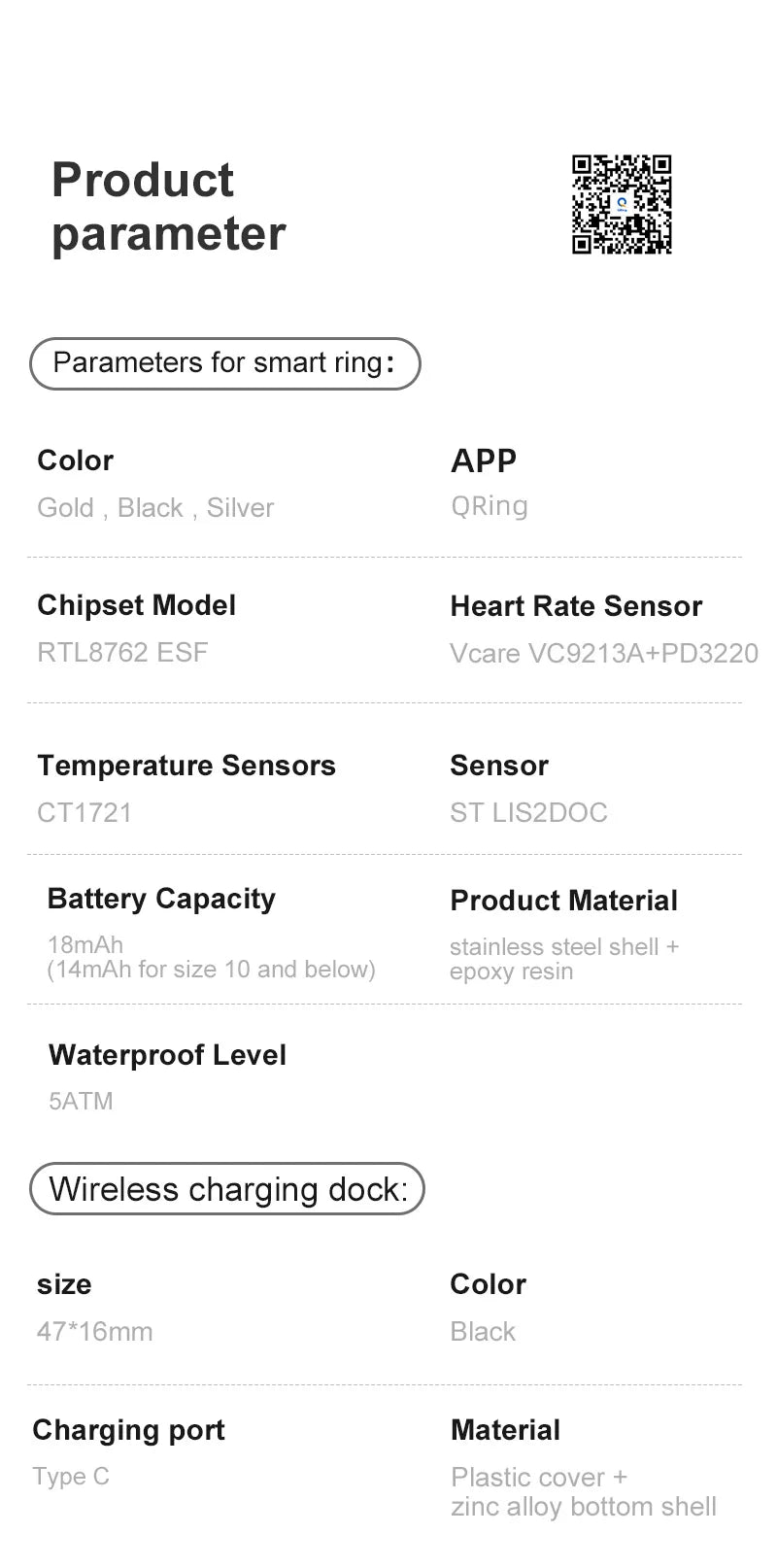 R10 Smart Ring For Men Women with Wireless Charging,SkinTemperature Health and Sleep Monitor,Multi-sport Modes For Andriod IOS