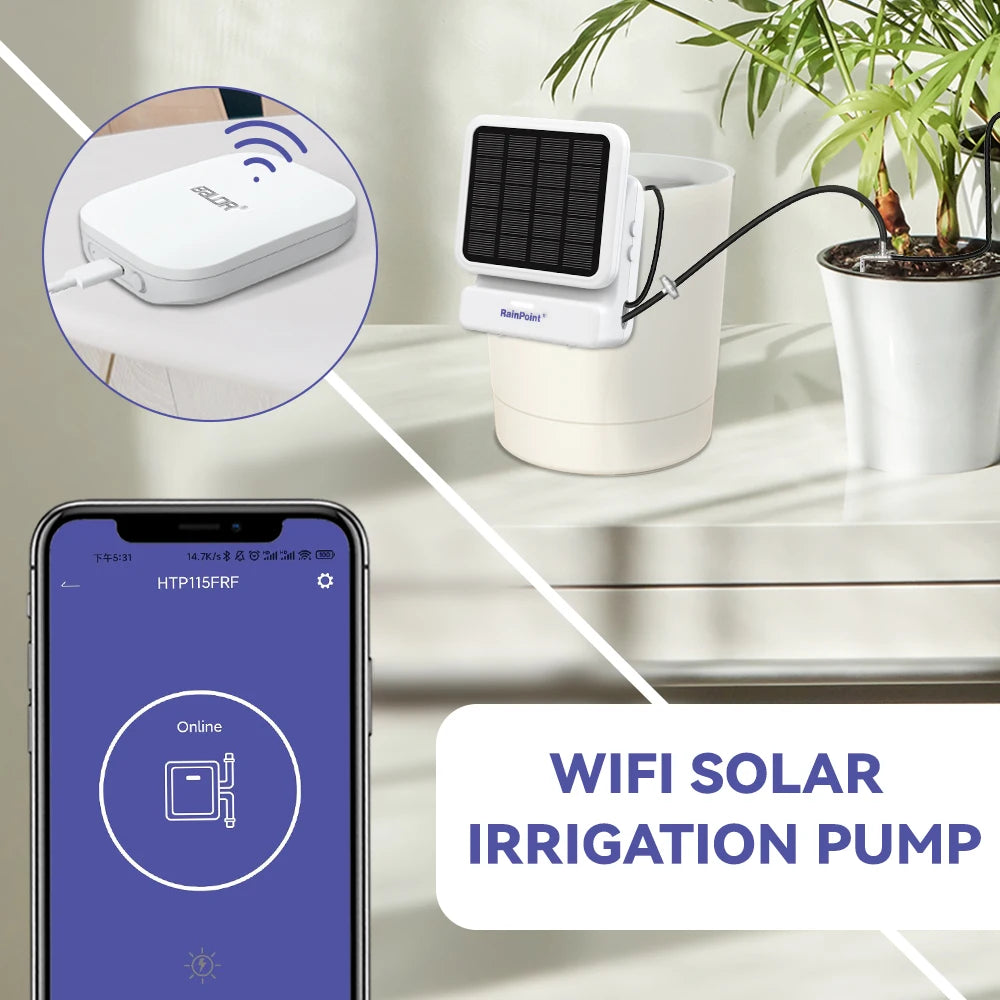 Wifi Solar Watering Kits Smart Home Automatic Irrigation Pump Timer App Control Flexible Micro Drip Garden Irrigation System