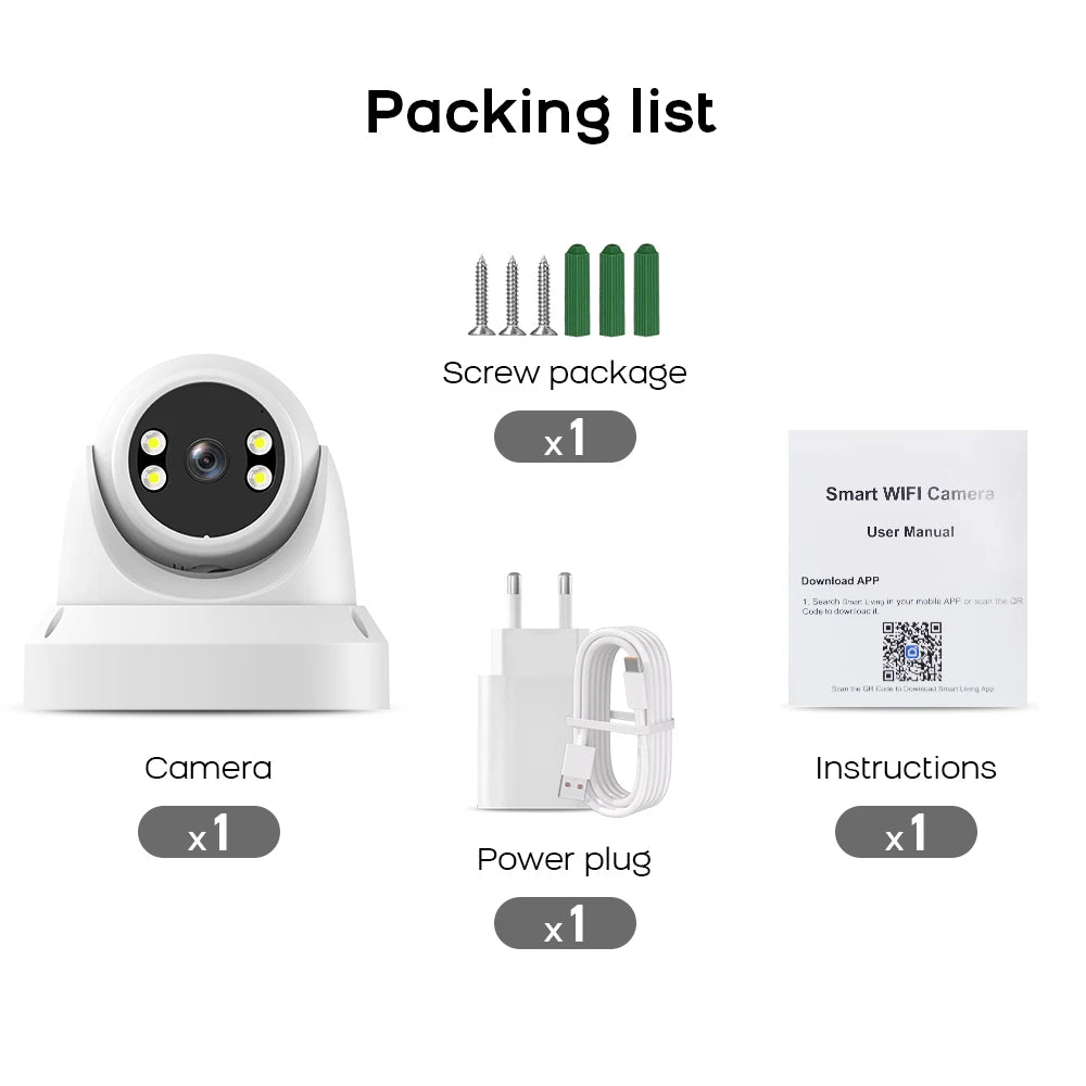 Tuya Smart  Security Camera 3MP HD Indoor Infrared Night Vision IP Cam Person/Vehicle Detection Home Dome Surveillance Camera