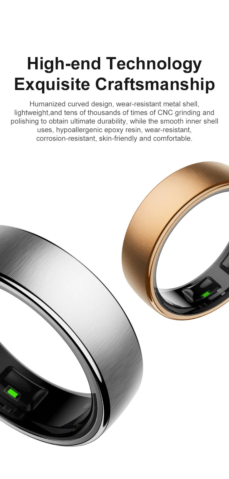 R10 Smart Ring For Men Women with Wireless Charging,SkinTemperature Health and Sleep Monitor,Multi-sport Modes For Andriod IOS