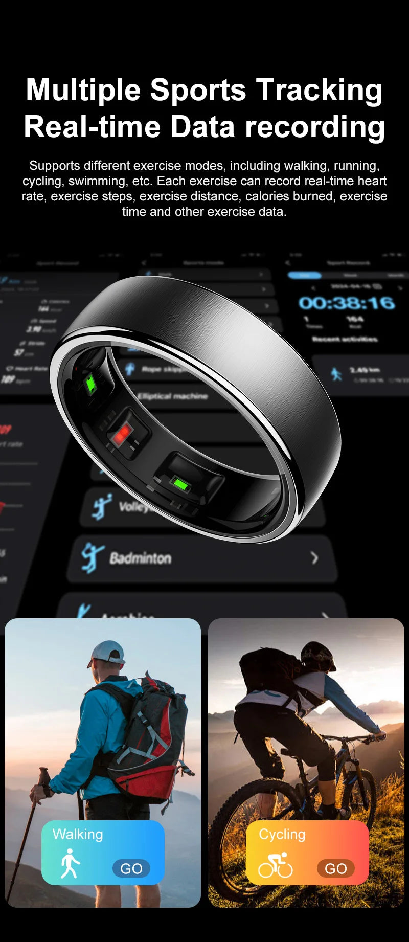 R10 Smart Ring For Men Women with Wireless Charging,SkinTemperature Health and Sleep Monitor,Multi-sport Modes For Andriod IOS