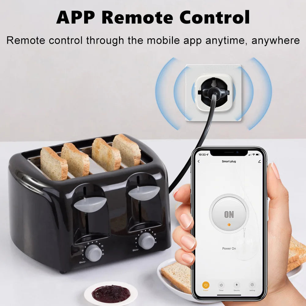 Matter WiFi Smart 16A/20A Plug EU Smart Socket Power Outlet Home Appliance for HomeKit SmartThings Works with Siri Alexa